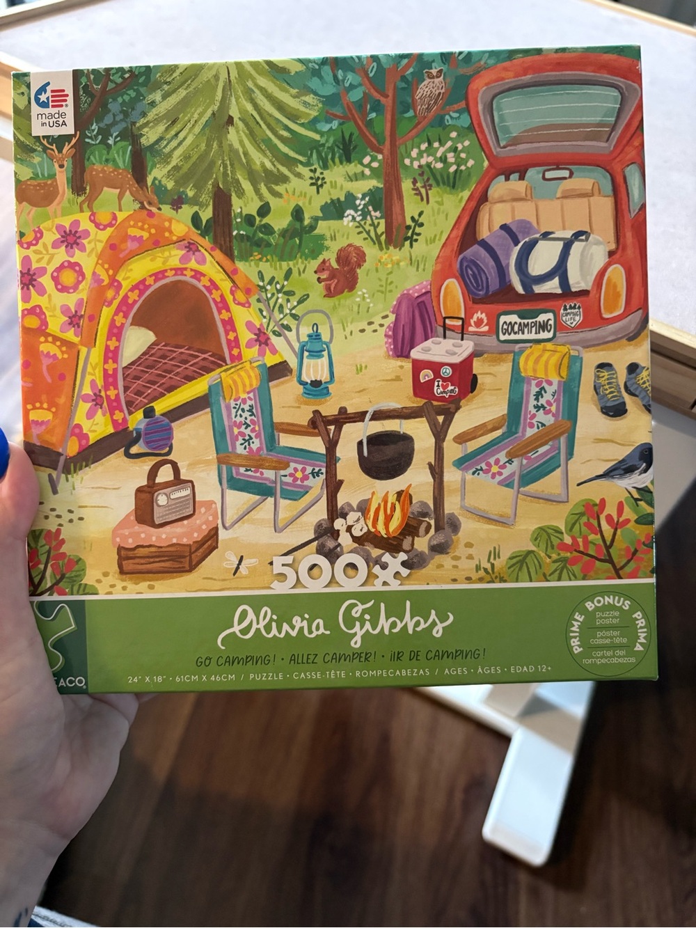 Olivia Gibbs Go Camping! 500-Piece Puzzle - Colorful Outdoor Scene